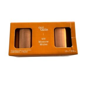 Our Table Moscow Mule Copper Mugs Set of Two Brushed Cups Barware 18 Ounces